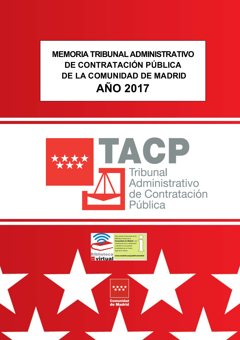 Portada de Memoria Tribunal Administrativo de Contratación Pública de la Comunidad de Madrid Año 2017