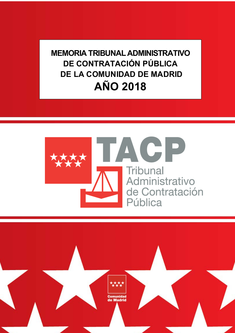 Portada de Memoria Tribunal Administrativo de Contratación Pública de la Comunidad de Madrid Año 2018