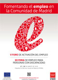 Portada de Cartel promocional de la XII Feria de Empleo para Personas con Discapacidad y V Foro de Activación del Emleo de la Comunidad de Madrid.