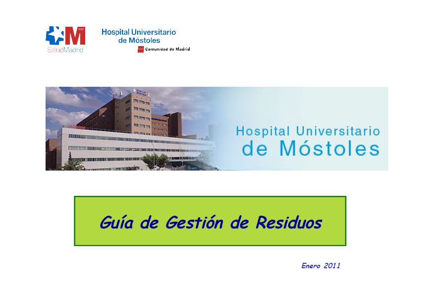 Portada de Guía de gestión de residuos (Hospital Universitario de Móstoles)