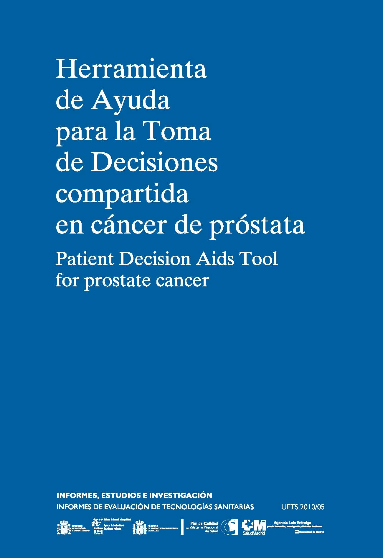 Portada de Herramienta de ayuda para la toma de decisiones compartidas en cáncer de próstata