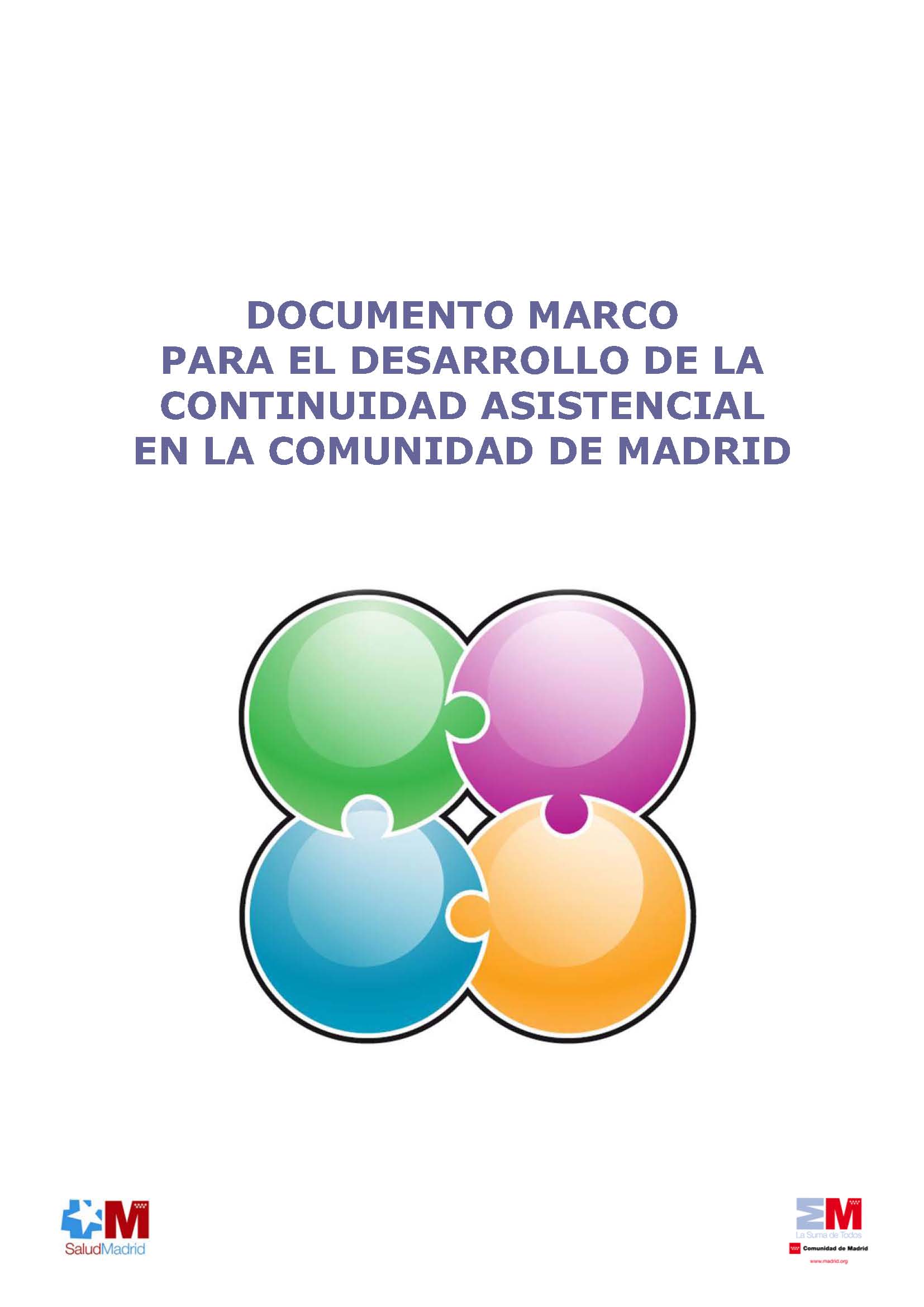 Portada de Documento marco para el desarrollo de la continuidad asistencial en la Comunidad de Madrid