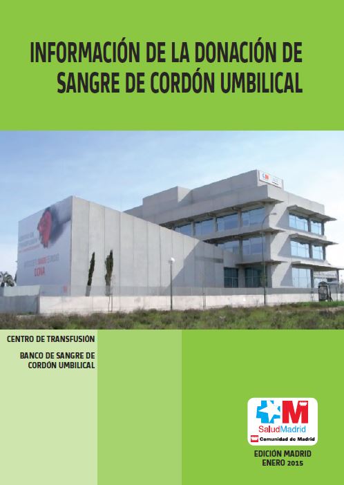 Portada de Información de la donación de sangre de cordón umbilical (Centro de Transfusión de la Comunidad de Madrid)