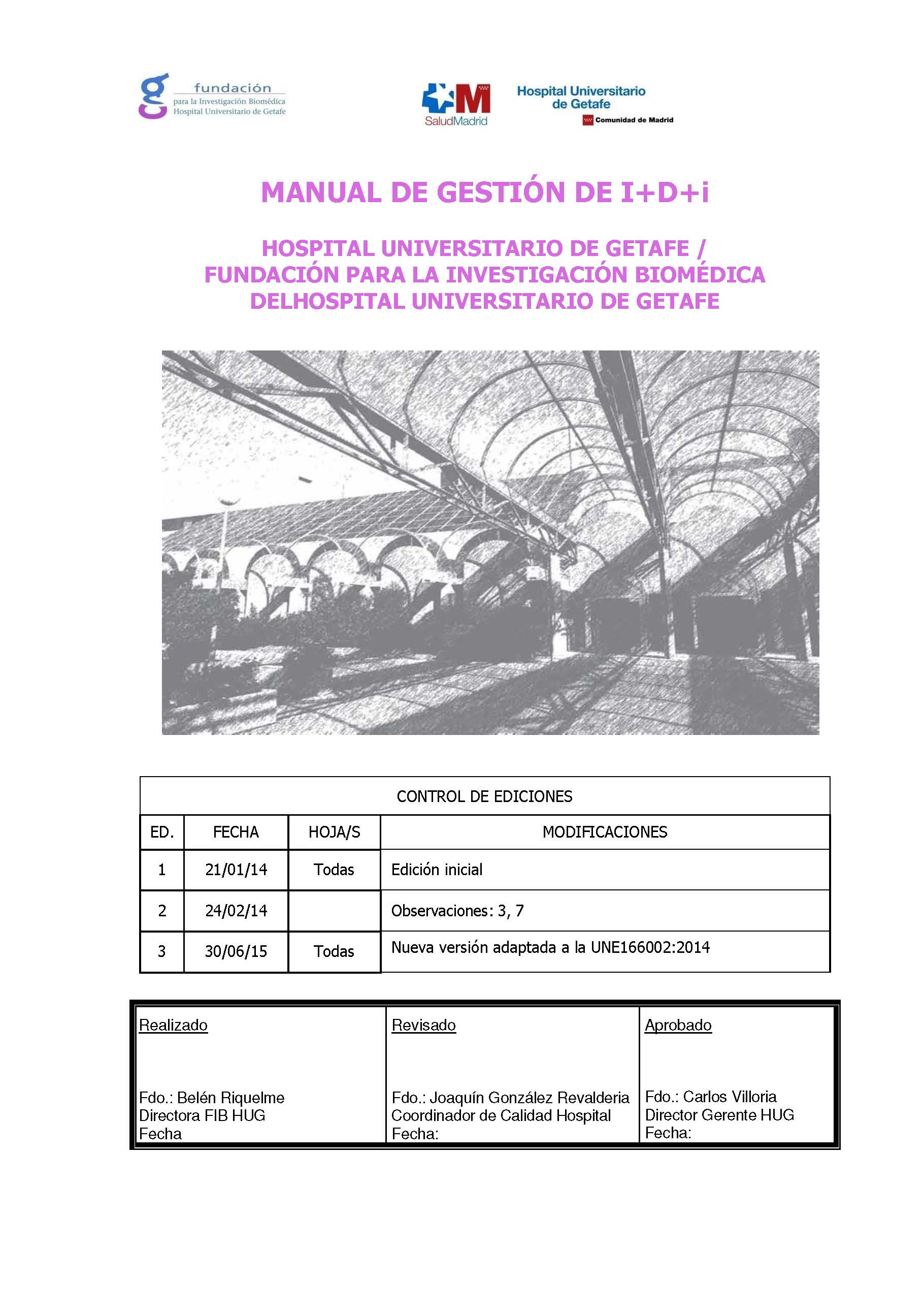 Portada de Manual de Gestión de la Calidad I+D+i del Hospital Universitario de Getafe