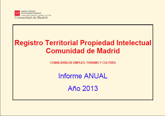 Portada de Memoria anual Registro Territorial de la Propiedad Intelectual 2013
