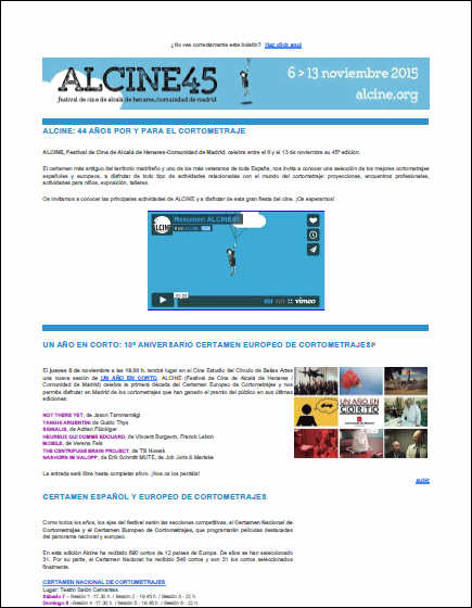 Portada de Boletín Alcine45. Año 2015 