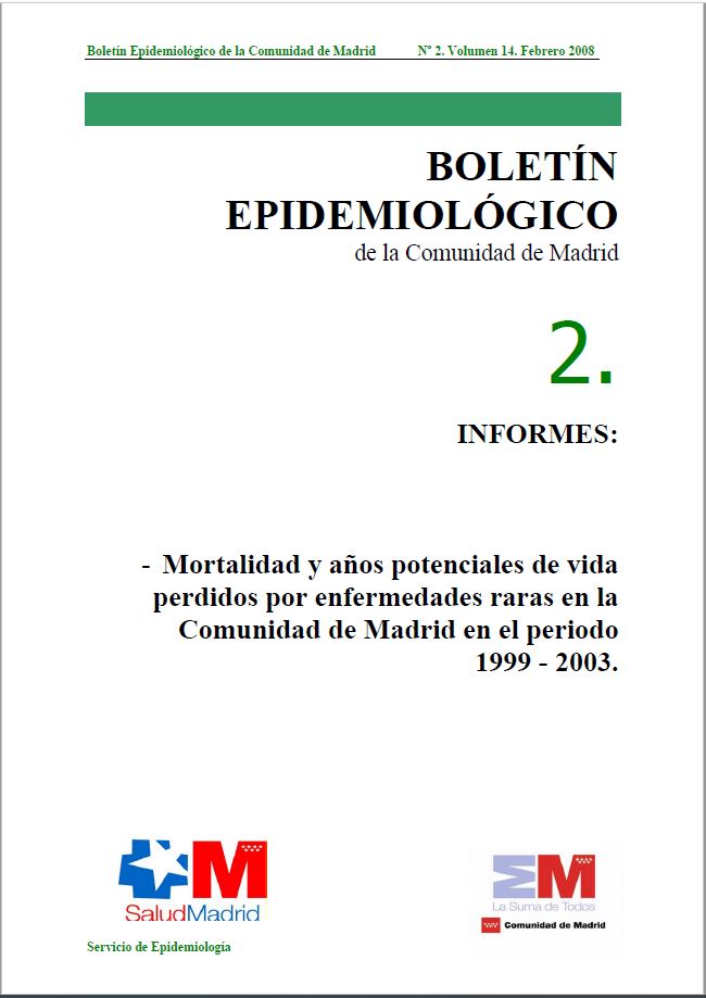 Portada de Boletín epidemiológico. Número 2, Volumen 14. Febrero 2008