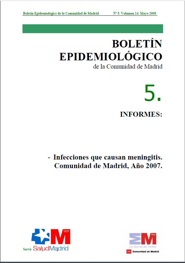 Portada de Boletín epidemiológico. Número 5, Volumen 14. Mayo 2008 