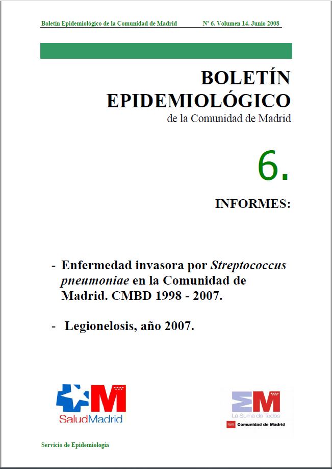 Portada de Boletín epidemiológico. Número 6, Volumen 14. Junio 2008 