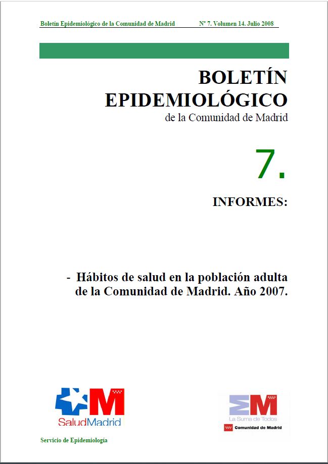 Portada de Boletín epidemiológico. Número 7, Volumen 14. Julio 2008 
