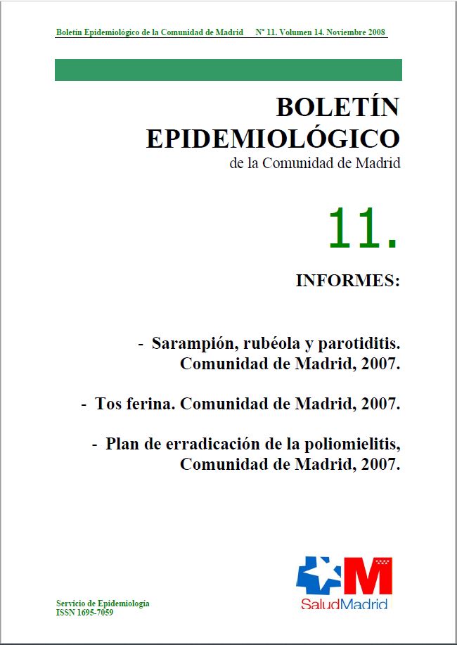 Portada de Boletín epidemiológico. Número 11, Volumen 14. Noviembre 2008 
