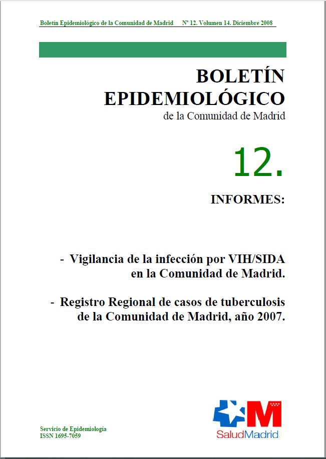 Portada de Boletín epidemiológico. Número 12, Volumen 14. Diciembre 2008 