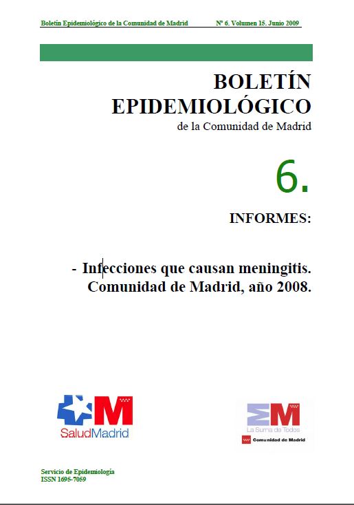 Portada de Boletín epidemiológico. Número 6, Volumen 15. Junio 2009 