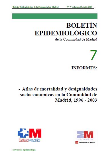 Portada de Boletín epidemiológico. Número 7, Volumen 15. Julio 2009