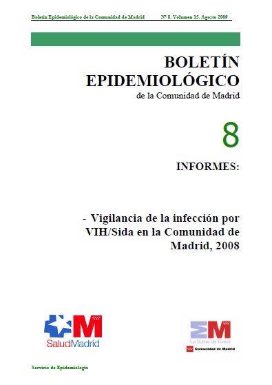 Portada de Boletín epidemiológico. Número 8, Volumen 15. Agosto 2009