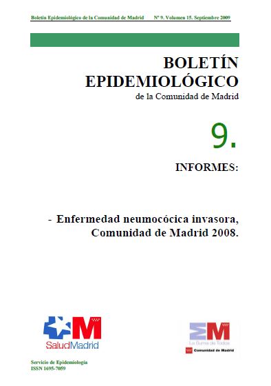 Portada de Boletín epidemiológico. Número 9, Volumen 15. Septiembre 2009 