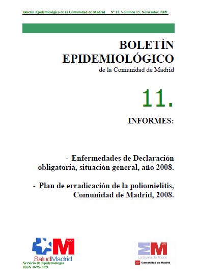 Portada de Boletín epidemiológico. Número 11, Volumen 15. Noviembre 2009