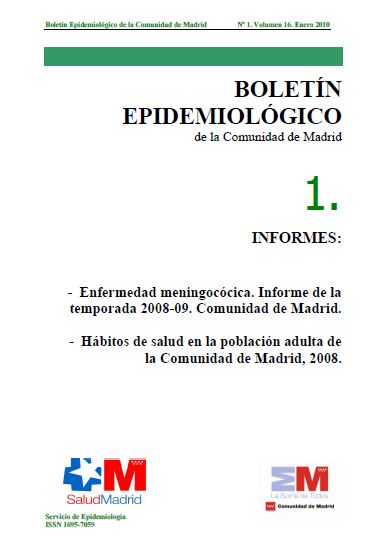 Portada de Boletín epidemiológico. Número 1, Volumen 16. Enero 2010 