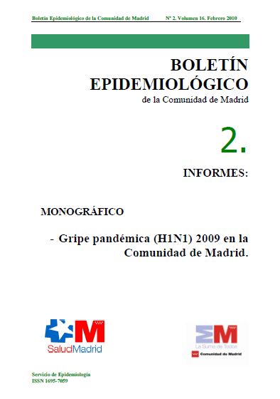 Portada de Boletín epidemiológico. Número 2, Volumen 16. Febrero 2010