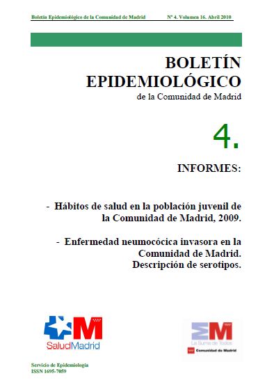 Portada de Boletín epidemiológico. Número 4, Volumen 16. Abril 2010 
