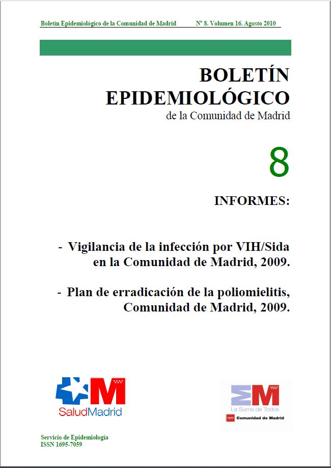 Portada de Boletín epidemiológico. Número 8, Volumen 16. Agosto 2010