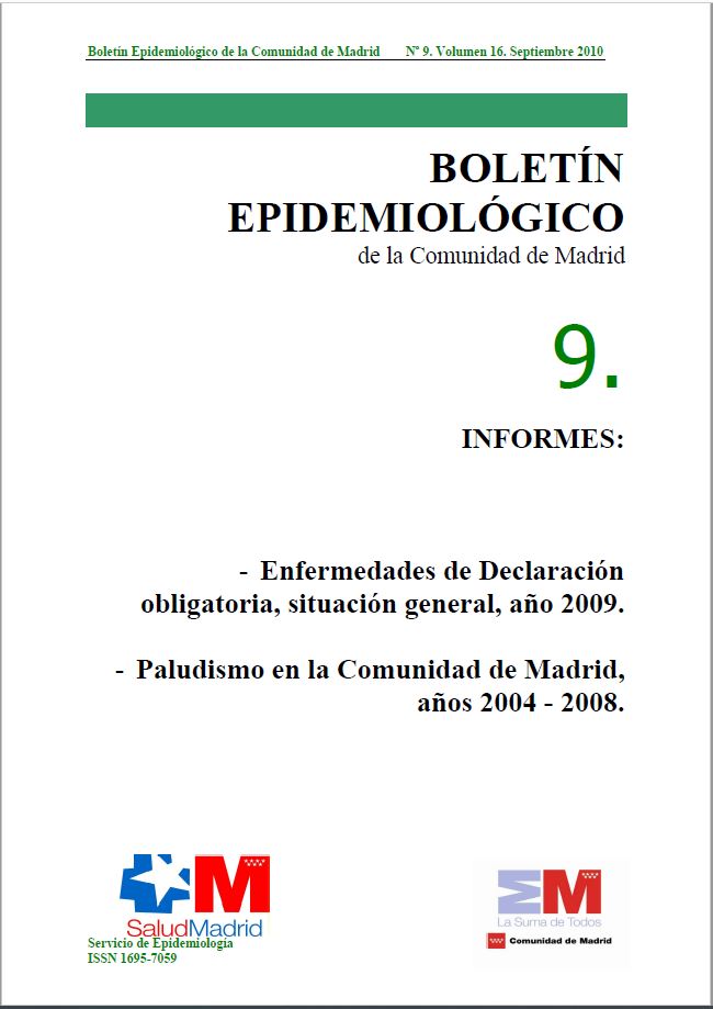 Portada de Boletín epidemiológico. Número 9, Volumen 16. Septiembre 2010