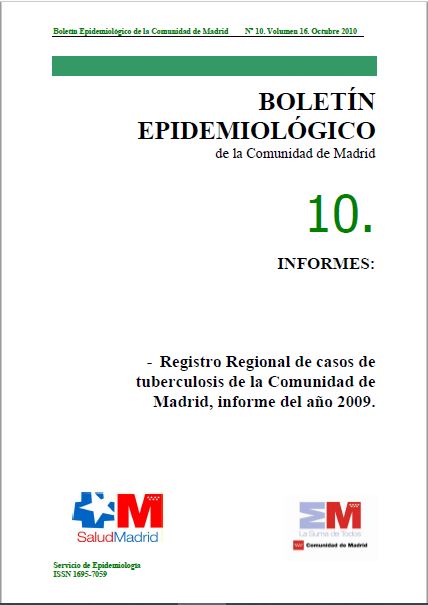 Portada de Boletín epidemiológico. Número 10, Volumen 16. Octubre 2010 