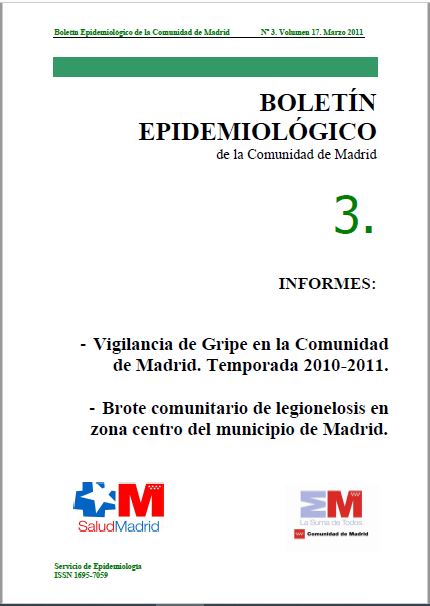 Portada de Boletín epidemiológico. Número 3, Volumen 17. Marzo 2011