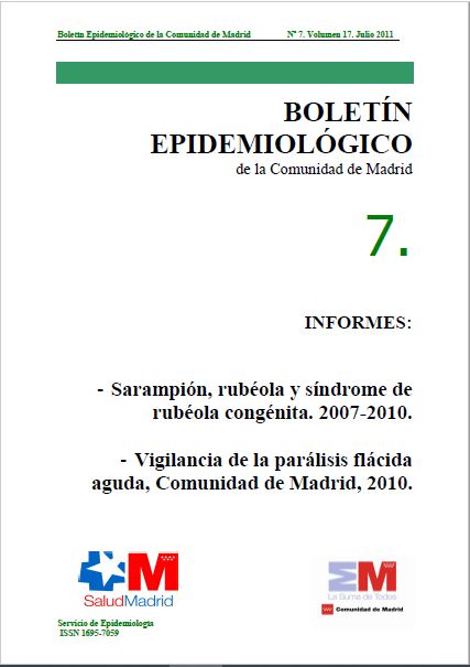 Portada de Boletín epidemiológico. Número 7, Volumen 17. Julio 2011 