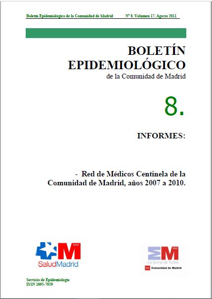 Portada de Boletín epidemiológico. Número 8, Volumen 17. Agosto 2011