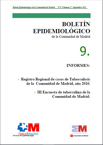Portada de Boletín epidemiológico. Número 9, Volumen 17. Septiembre 2011