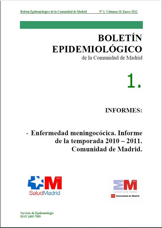 Portada de Boletín epidemiológico. Número 1, Volumen 18. Enero 2012 