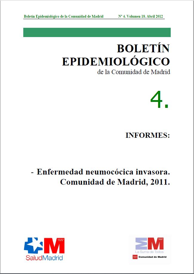 Portada de Boletín epidemiológico. Número 4, Volumen 18. Abril 2012