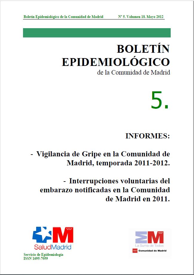 Portada de Boletín epidemiológico. Número 5, Volumen 18. Mayo 2012 