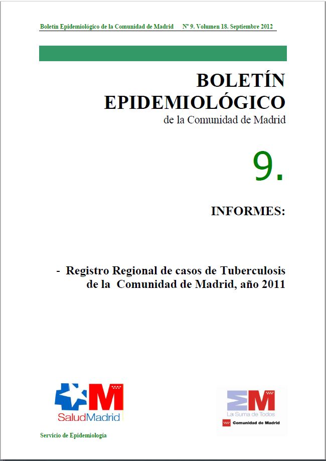 Portada de Boletín epidemiológico. Número 9, Volumen 18. Septiembre 2012 