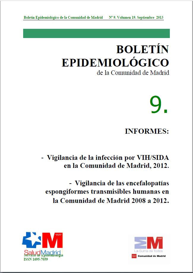 Portada de Boletín epidemiológico. Número 9, Volumen 19. Septiembre 2013