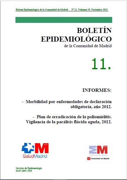 Portada de Boletín epidemiológico. Número 11, Volumen 19. Noviembre 2013 