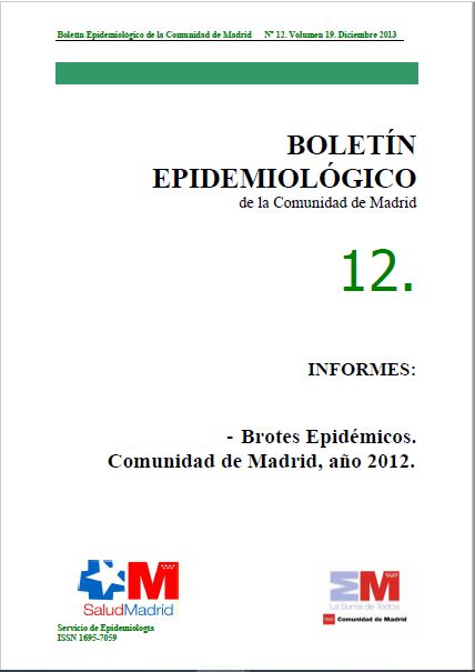 Portada de Boletín epidemiológico. Número 12, Volumen 19. Diciembre 2013