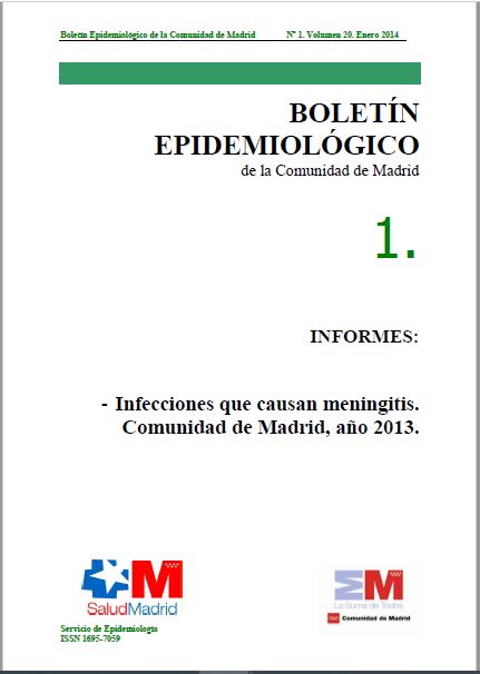 Portada de Boletín epidemiológico. Número 1, Volumen 20. Enero 2014 
