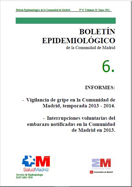 Portada de Boletín epidemiológico. Número 6, Volumen 20. Junio 2014