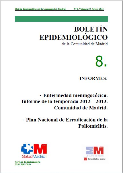 Portada de Boletín epidemiológico. Número 8, Volumen 20. Agosto 2014 