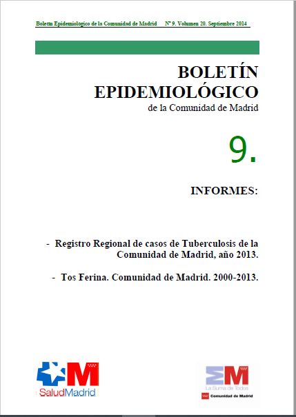 Portada de Boletín epidemiológico. Número 9, Volumen 20. Septiembre 2014 