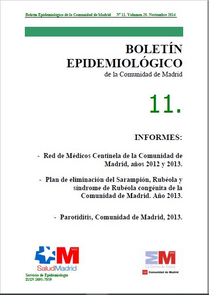 Portada de Boletín epidemiológico. Número 11, Volumen 20. Noviembre 2014 