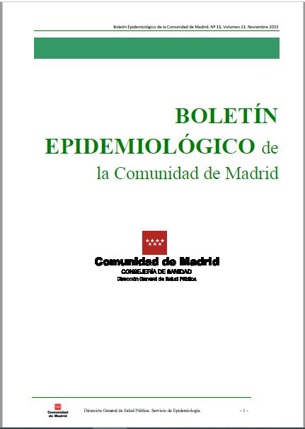 Portada de Boletín epidemiológico. Número 11, Volumen 21. Noviembre 2015 