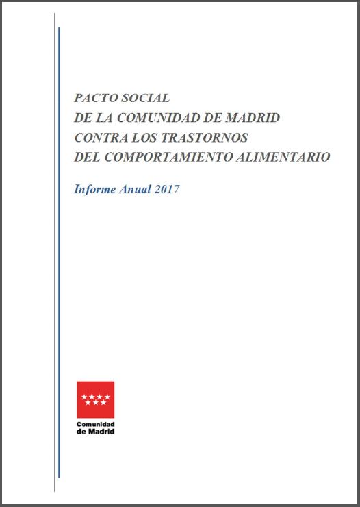 Portada de Pacto Social de la Comunidad de Madrid contra los Trastornos del Comportamiento Alimentario. Informe Anual 2017