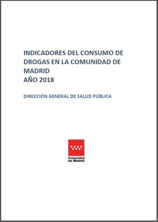 Portada de Indicadores del Consumo de Drogas en la comunidad de Madrid. Año 2018