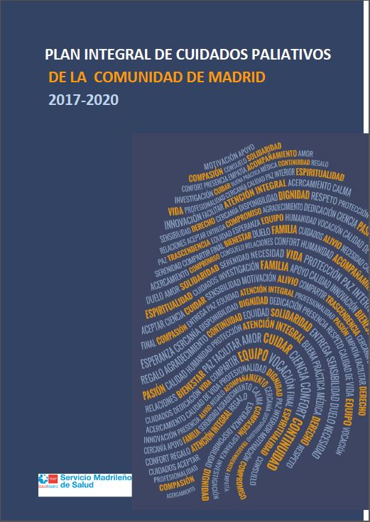 Portada de Plan Integral de Cuidados Paliativos de la Comunidad de Madrid 2017-2020