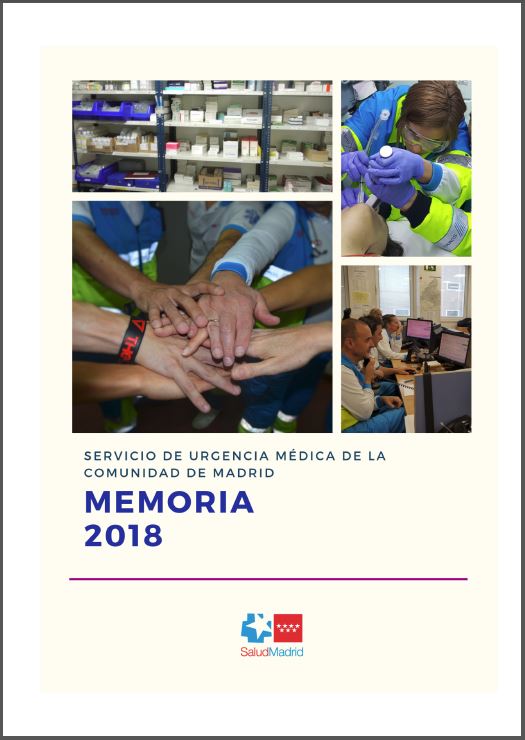 Portada de Memoria SUMMA 112. Servicio de Urgencia Médica de la Comunidad de Madrid. Año 2018