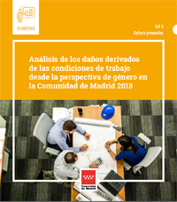 Portada de Análisis de los daños derivados de las condiciones de trabajo desde la perspectiva de género en la Comunidad de Madrid. 2018