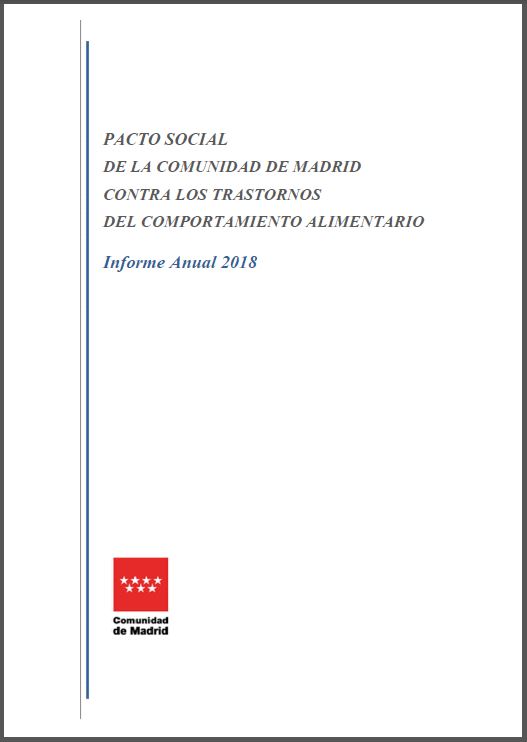 Portada de Pacto Social de la Comunidad de Madrid contra los Trastornos del Comportamiento Alimentario. Informe Anual 2018
